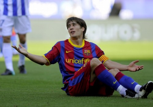 Barcelona's forward Bojan Krkic reacts d Barcelona's forward Bojan Krkic reacts d