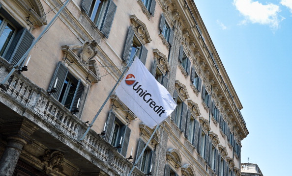 Unicredit Bank Logo S Flag Is Seen In Do 49075 As Roma Forza Roma
